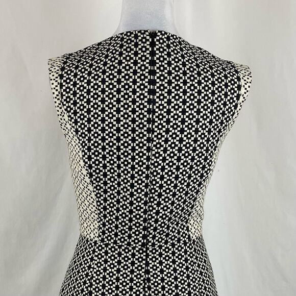 J Crew Black Cream Geometric Academia Office Sheath Dress NWT Size 8 - Picture 6 of 15